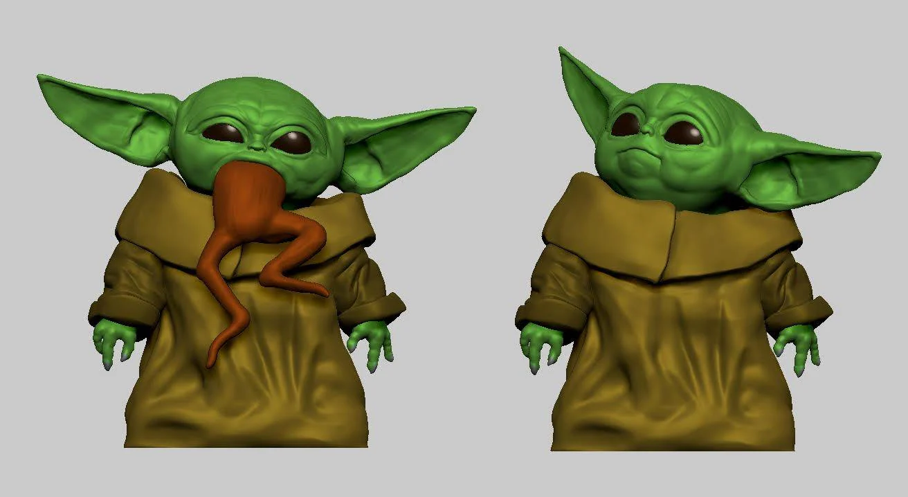Baby Yoda Eating Frog